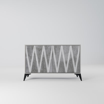 SOLID ZIG ZAG 2-Door Sideboard in Grey Finish