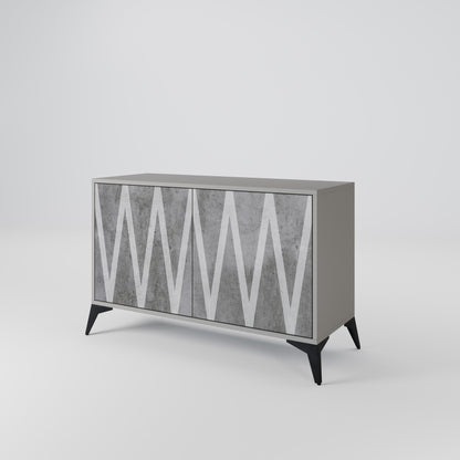 SOLID ZIG ZAG 2-Door Sideboard in Grey Finish