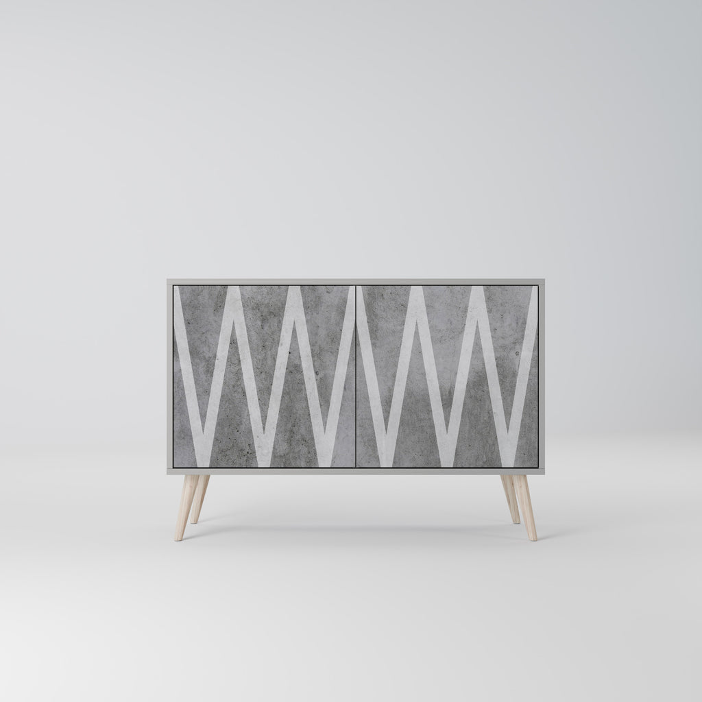 SOLID ZIG ZAG 2-Door Sideboard in Grey Finish