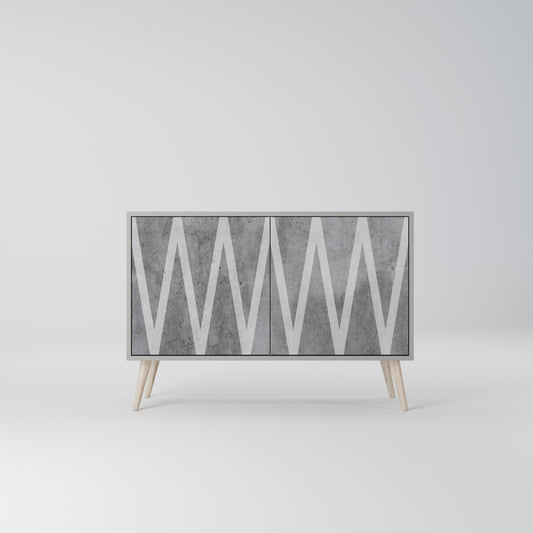 SOLID ZIG ZAG 2-Door Sideboard in Grey Finish