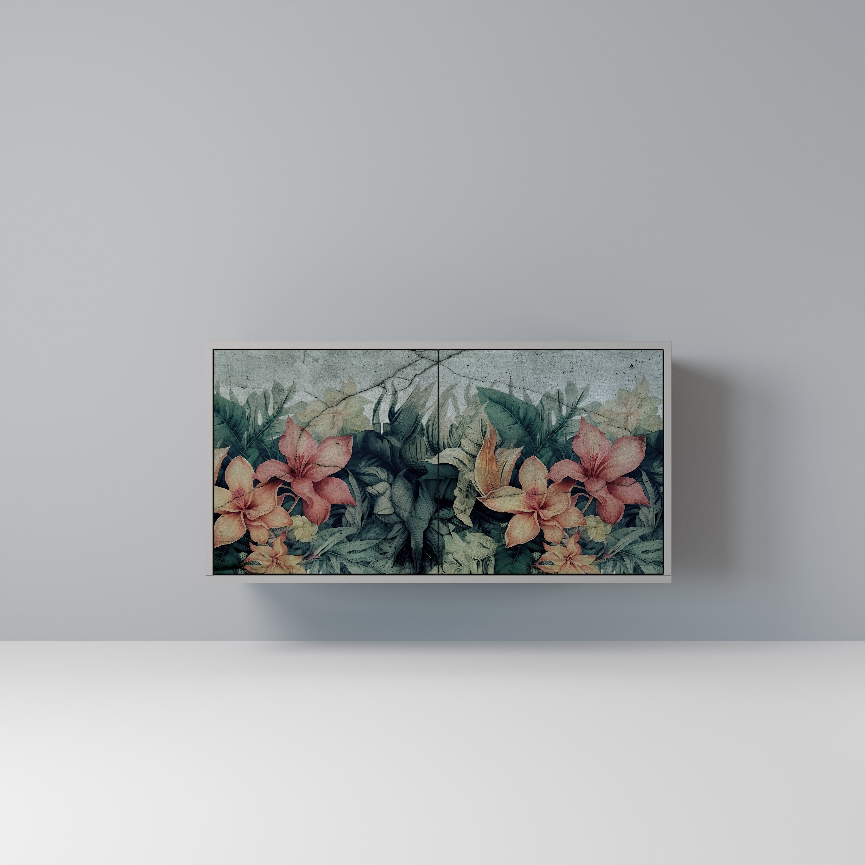 HEAVENLY BLOOM 2-Door Sideboard in Grey Finish
