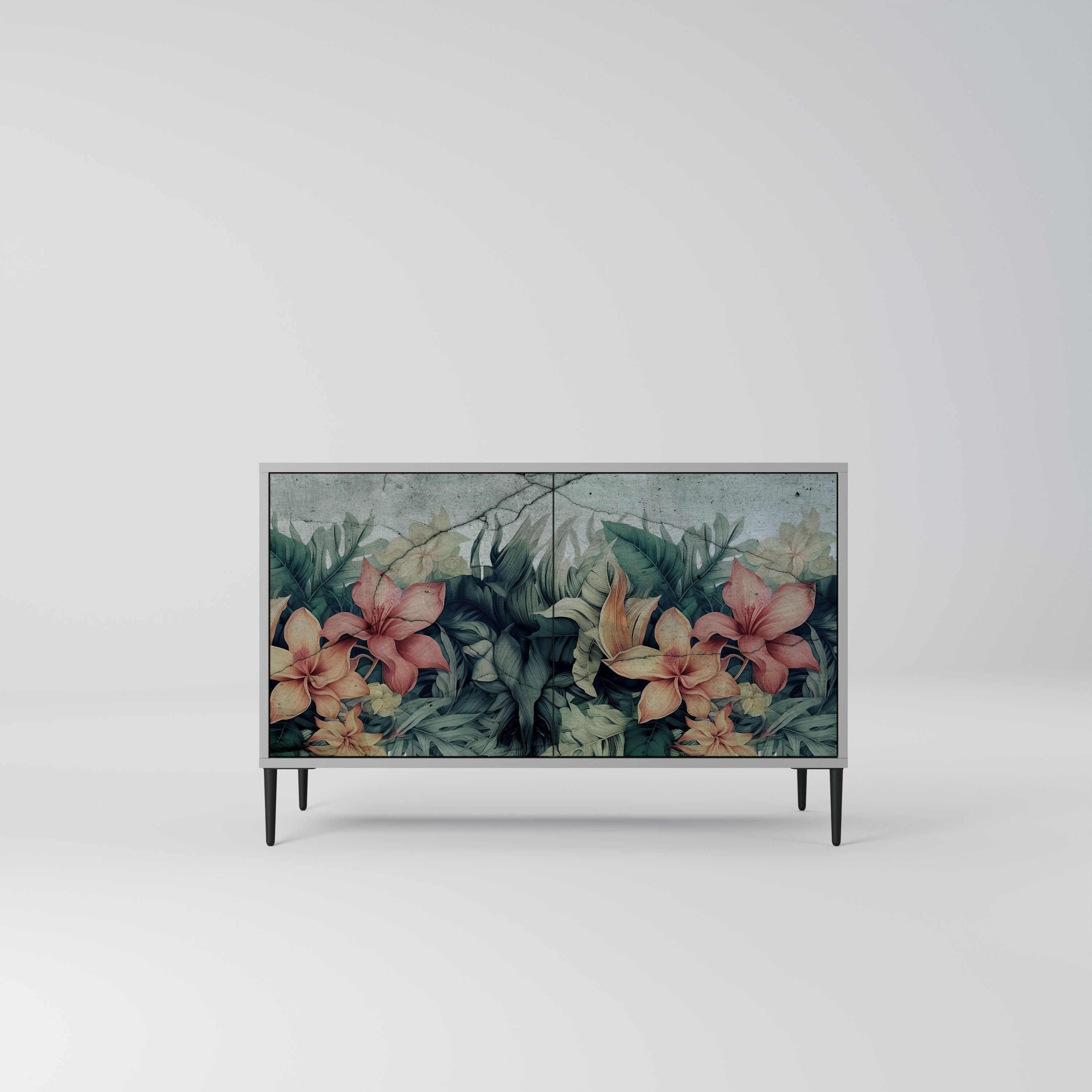 HEAVENLY BLOOM 2-Door Sideboard in Grey Finish