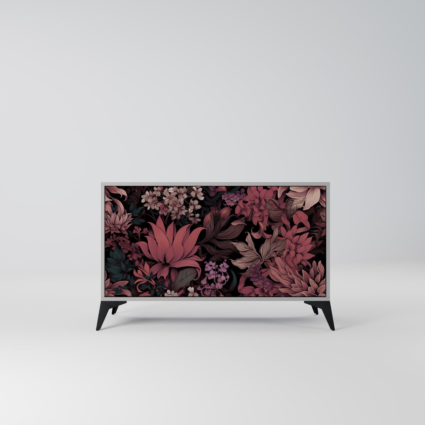 FLORAL WHISPER 2-dörrars skänk i grå finish