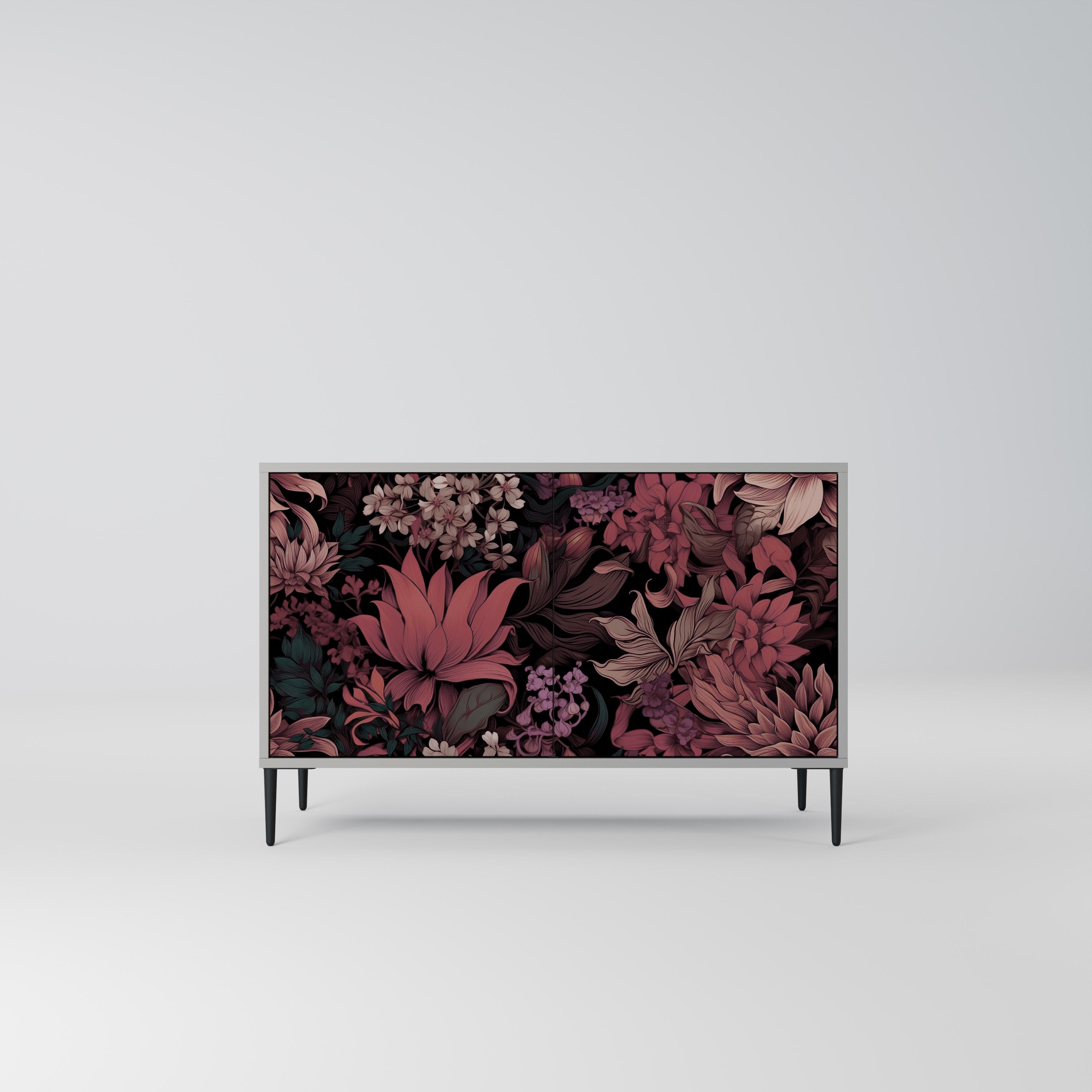 FLORAL WHISPER 2-Door Sideboard in Grey Finish