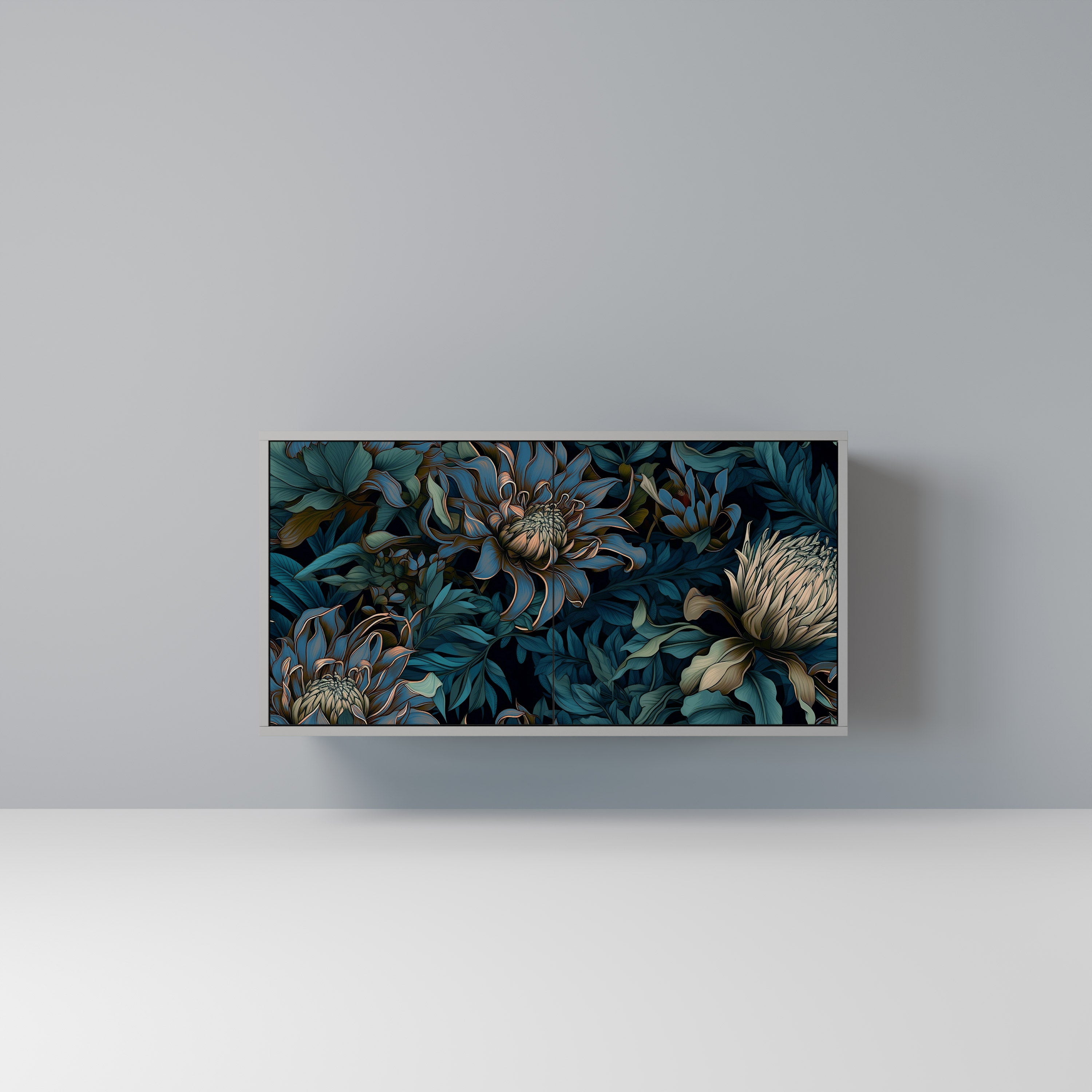 TWILIGHT BLOOM 2-Door Sideboard in Grey Finish