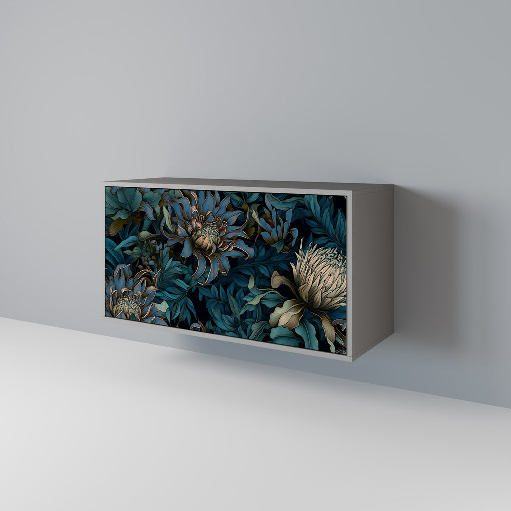 TWILIGHT BLOOM 2-Door Sideboard in Grey Finish