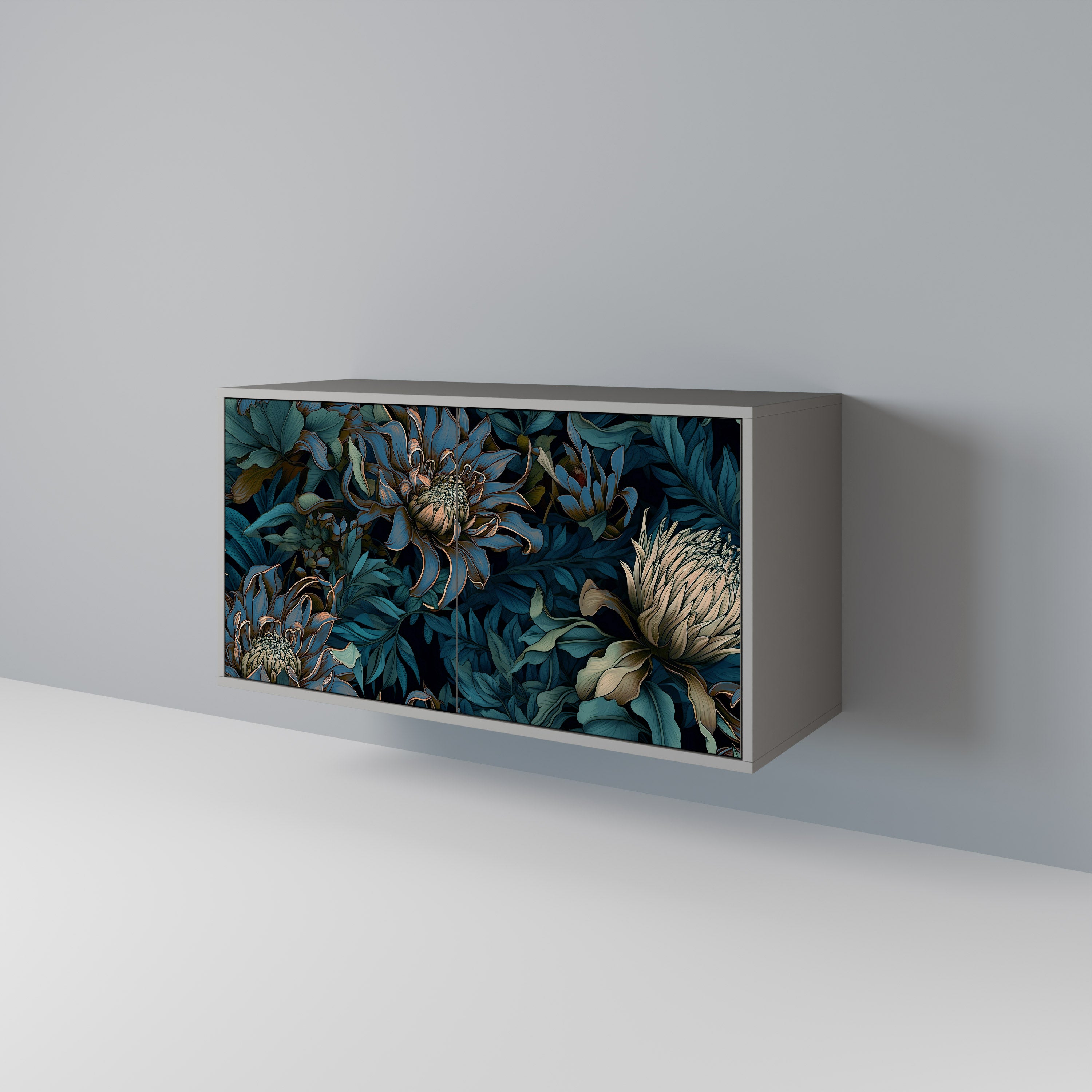 TWILIGHT BLOOM 2-Door Sideboard in Grey Finish