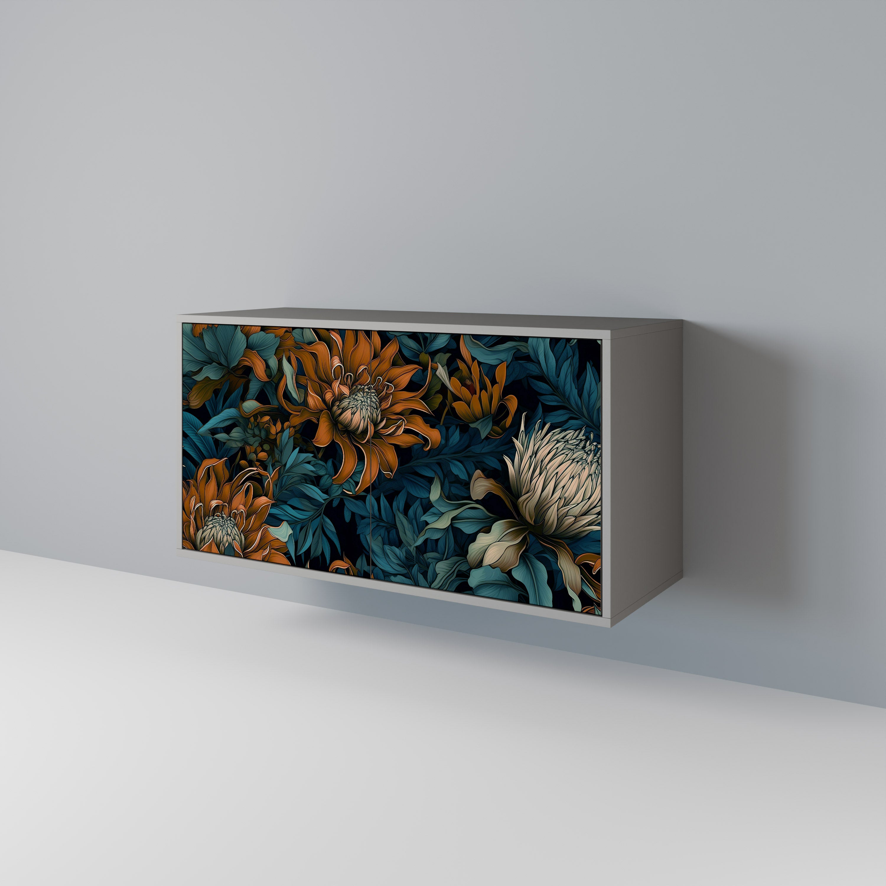 MORNING BLOOM 2-Door Sideboard in Grey Finish