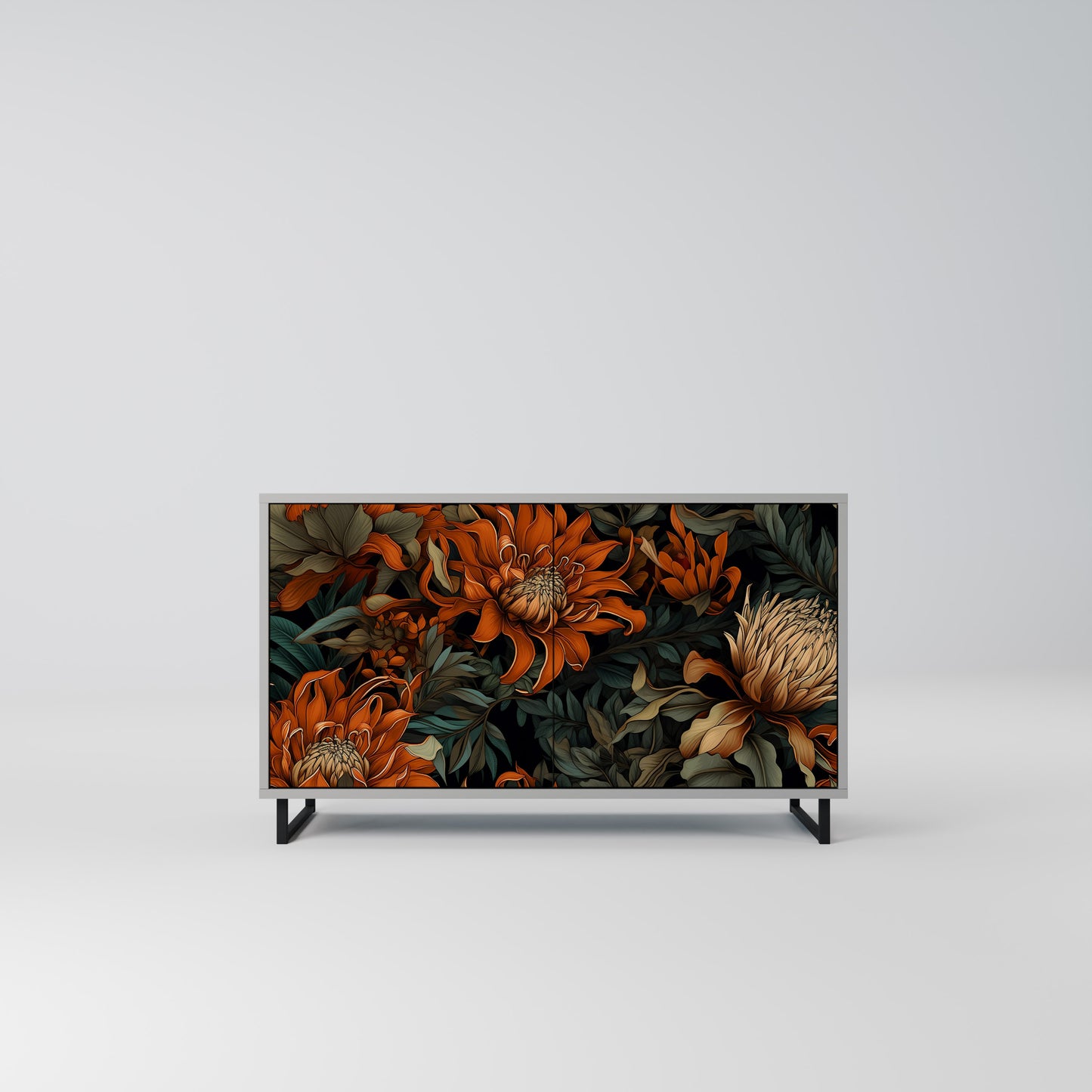 DAWN BLOOM 2-Door Sideboard in Grey Finish