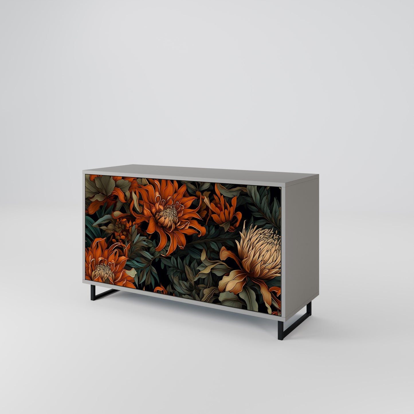 DAWN BLOOM 2-Door Sideboard in Grey Finish