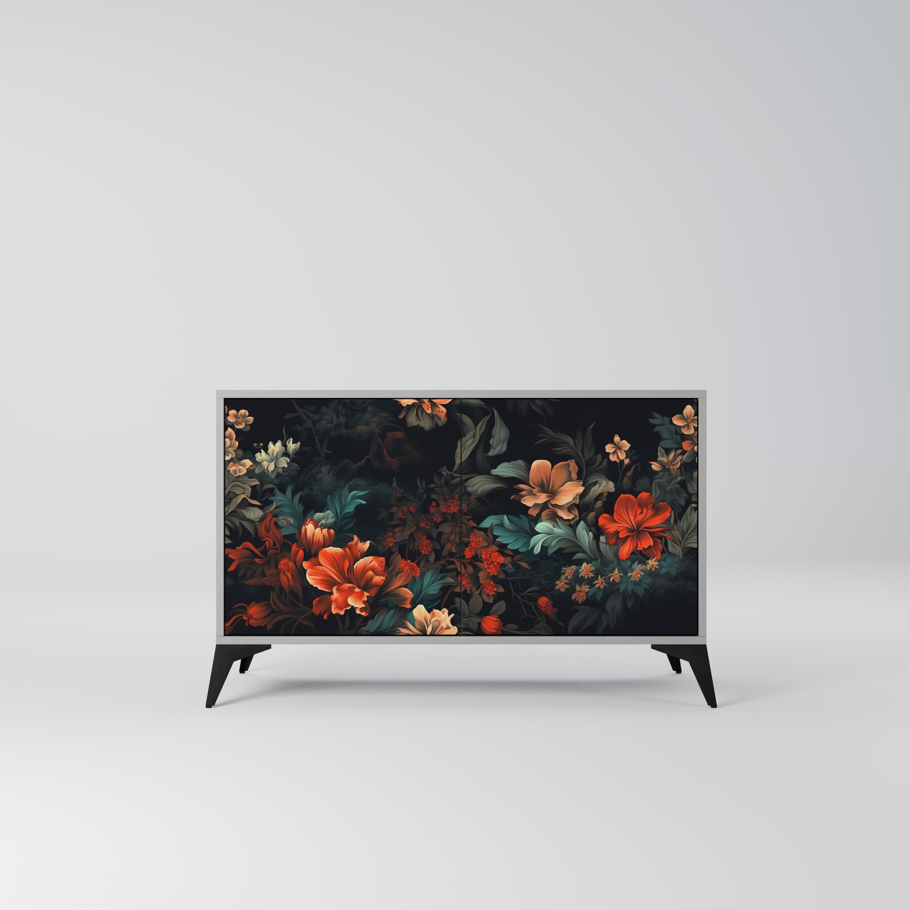 IMAGINARY BLOSSOM 2-Door Sideboard in Grey Finish