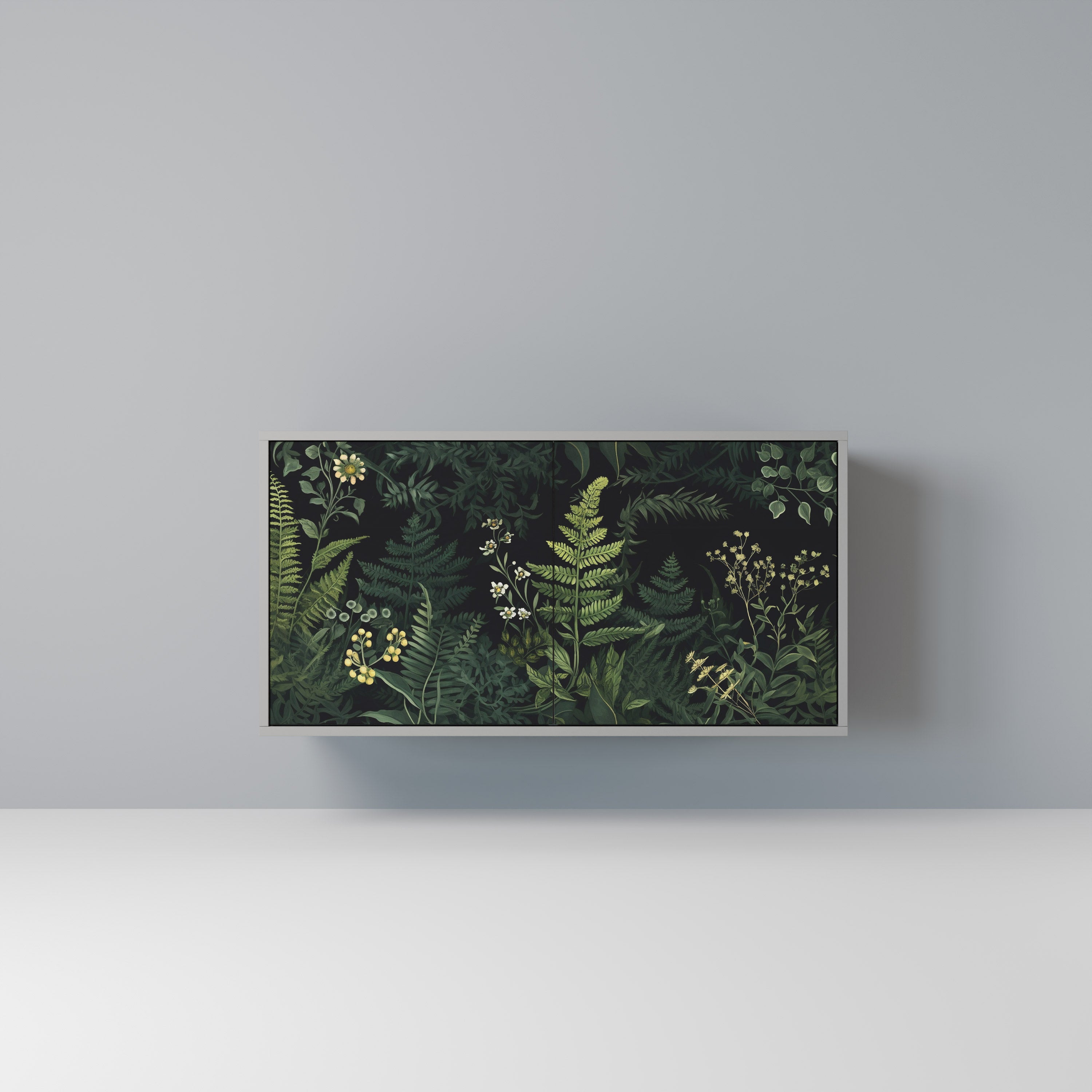 FERN FLOWERS 2-Door Sideboard in Grey Finish