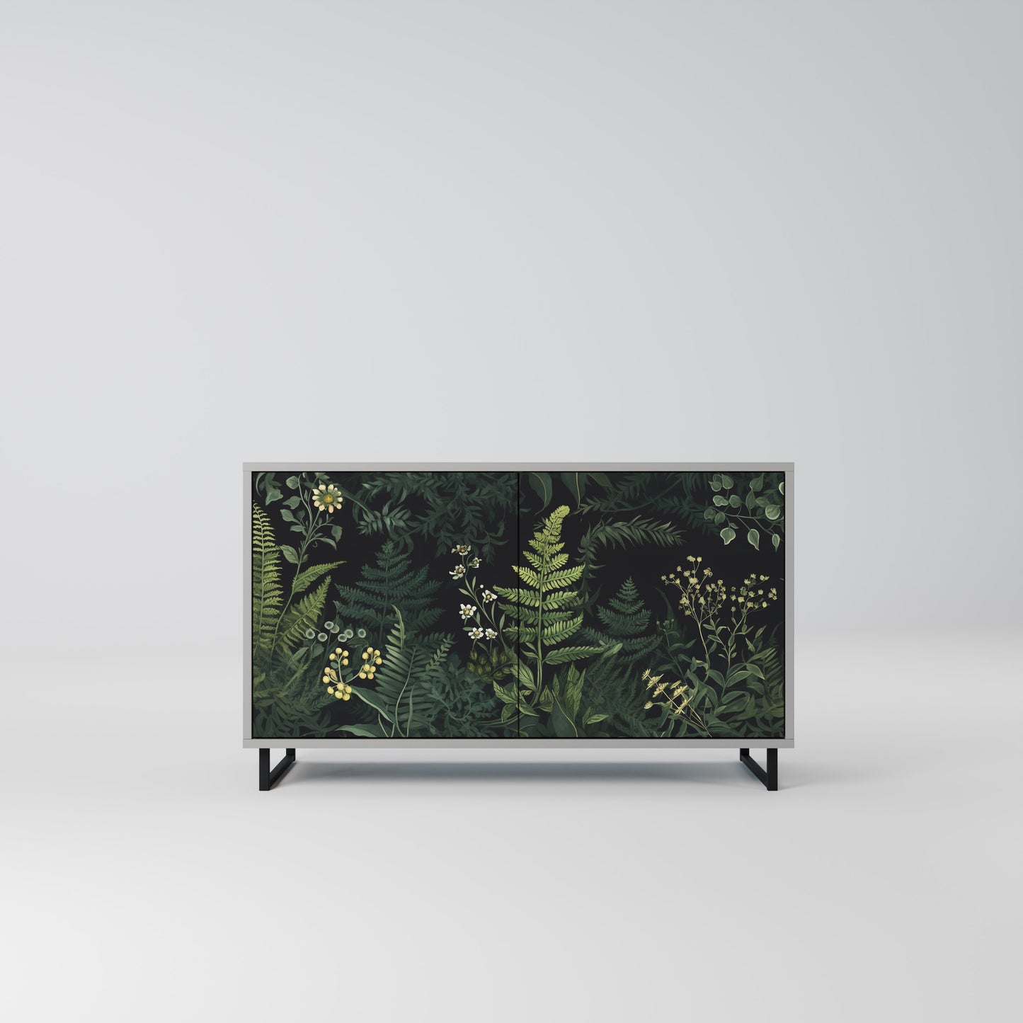 FERN FLOWERS 2-dörrars skänk i grå finish