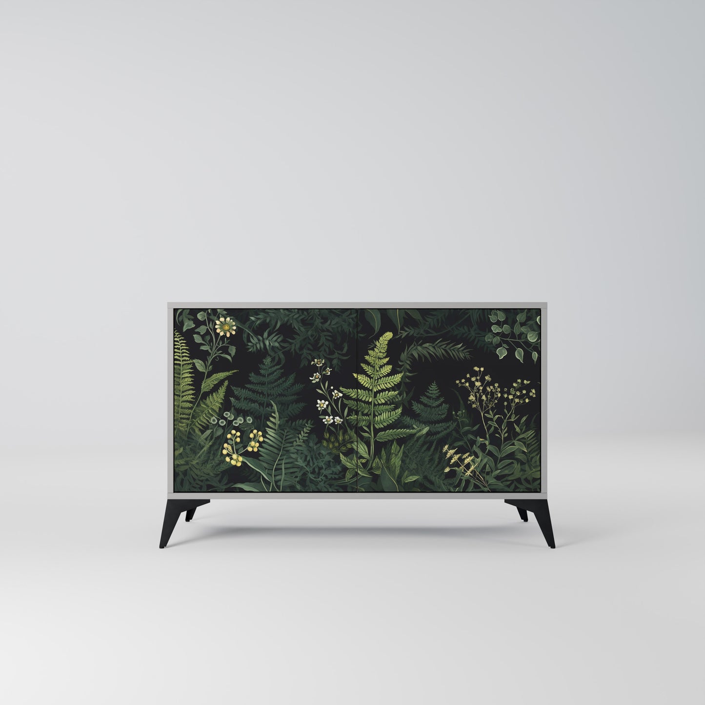 FERN FLOWERS 2-dörrars skänk i grå finish