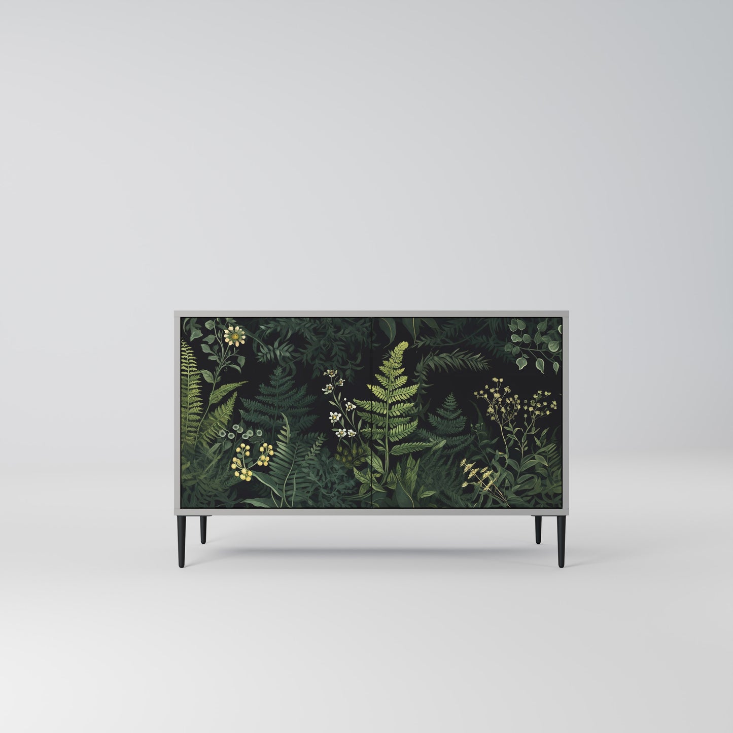FERN FLOWERS 2-dörrars skänk i grå finish
