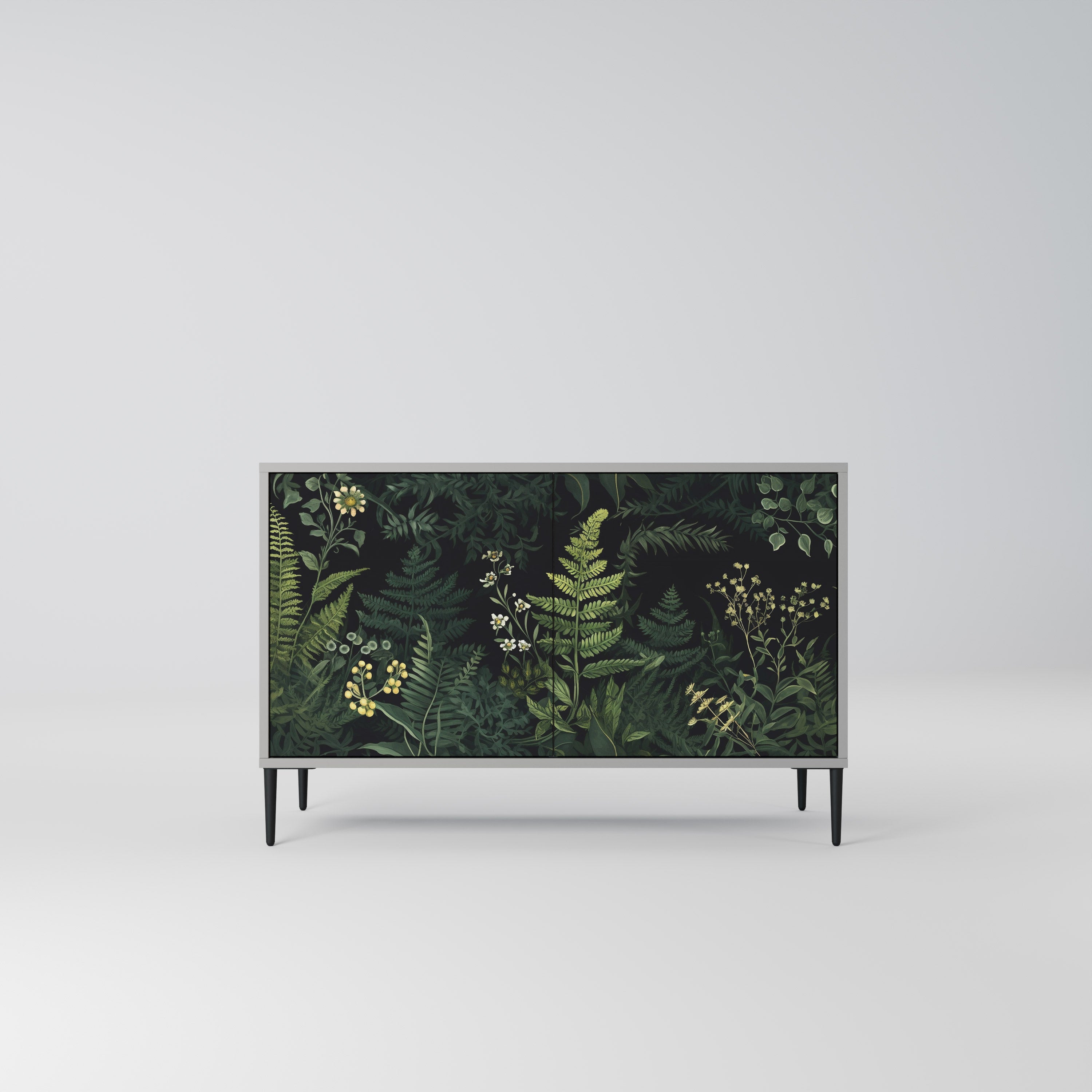 FERN FLOWERS 2-Door Sideboard in Grey Finish