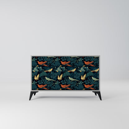 FOWL ORNAMENT 2-dörrars skänk i grå finish