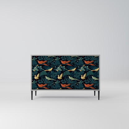 FOWL ORNAMENT 2-dörrars skänk i grå finish
