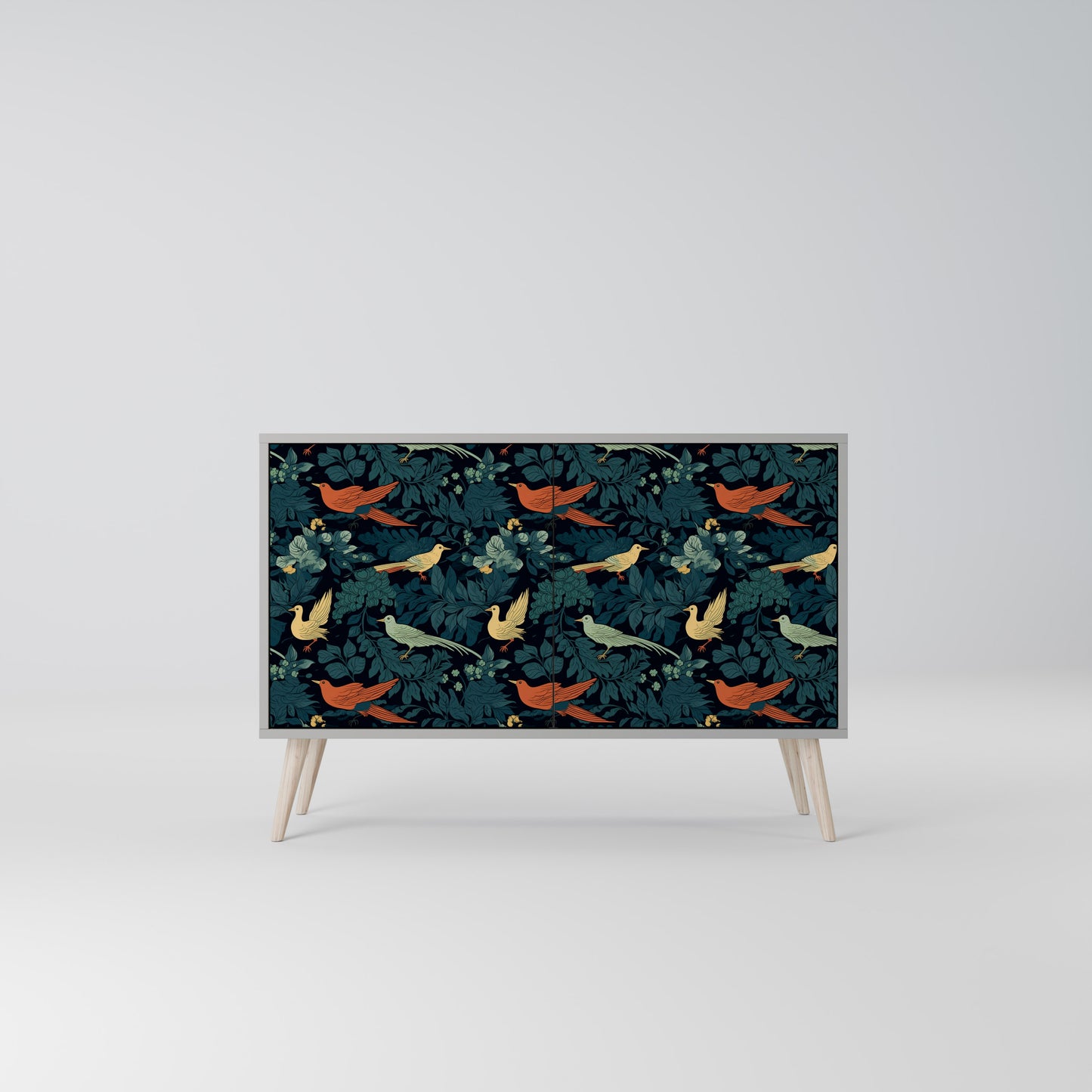 FOWL ORNAMENT 2-dörrars skänk i grå finish