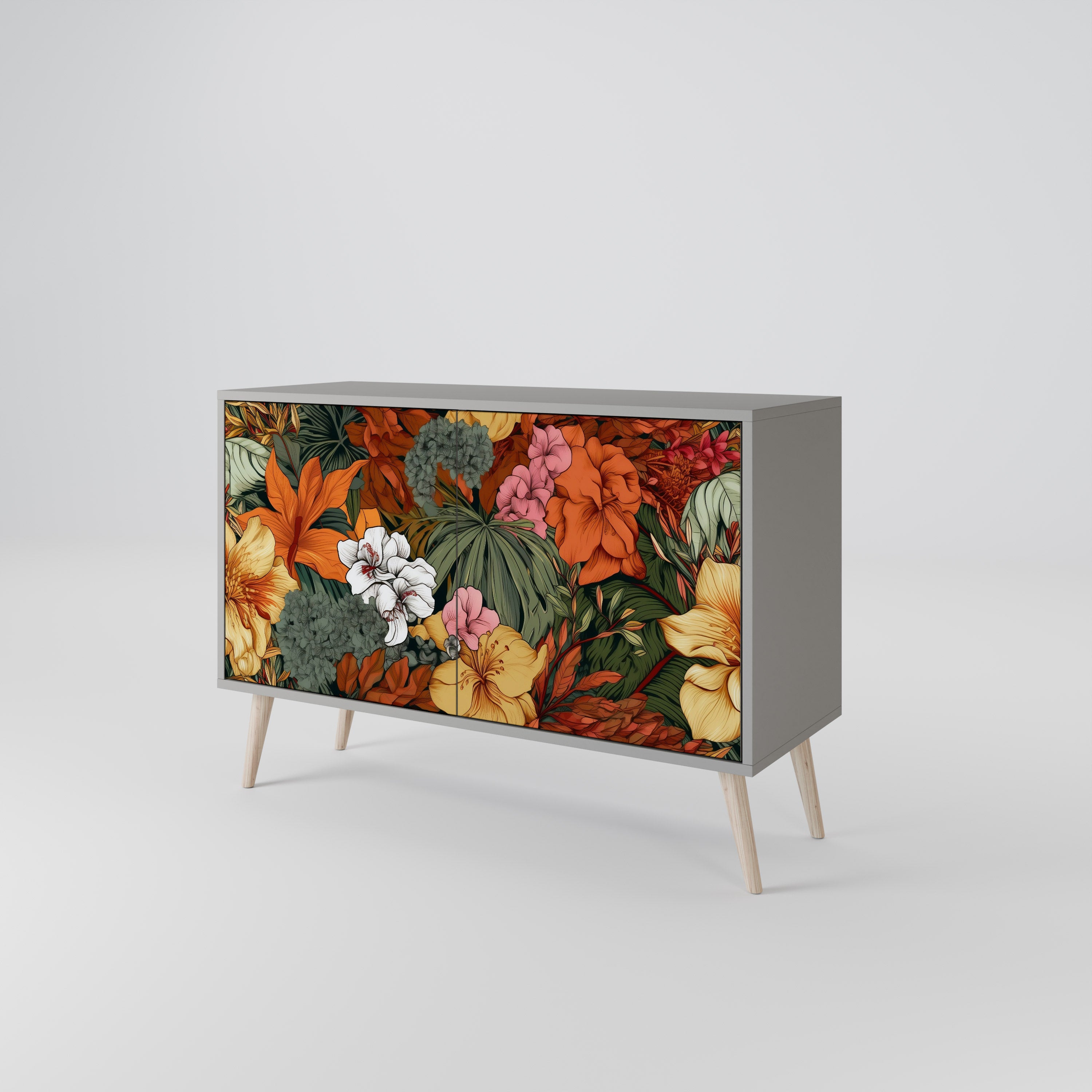 RADIANT FLORA 2-Door Sideboard in Grey Finish