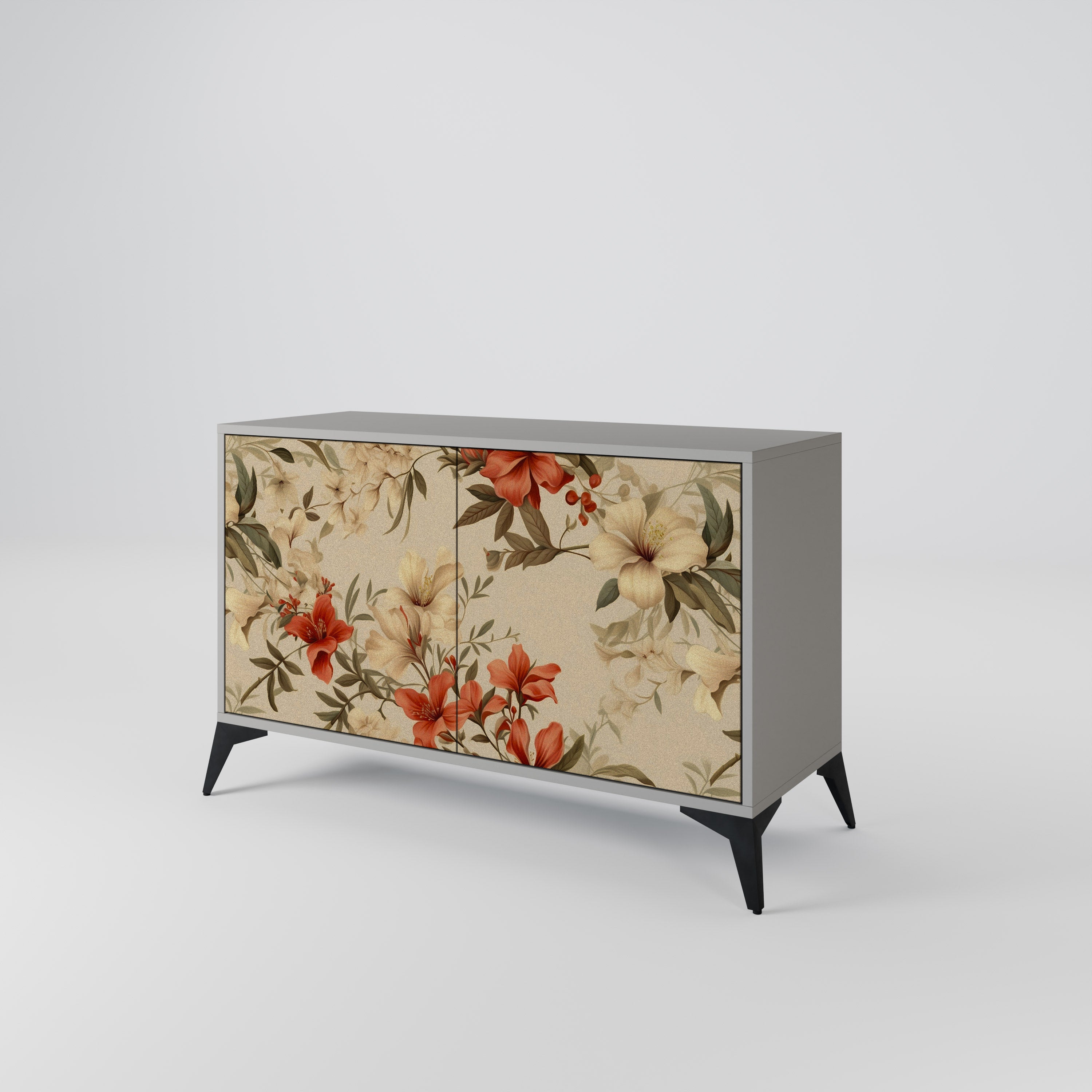 BLOOMING HARMONY 2-Door Sideboard in Grey Finish