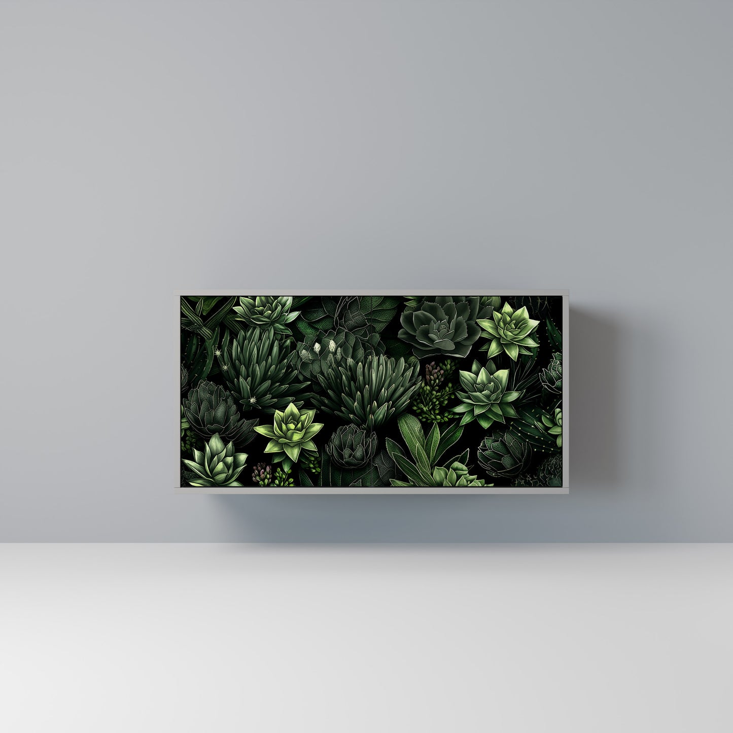 SUCCULENT JUNGLE 2-dörrars skänk i grå finish