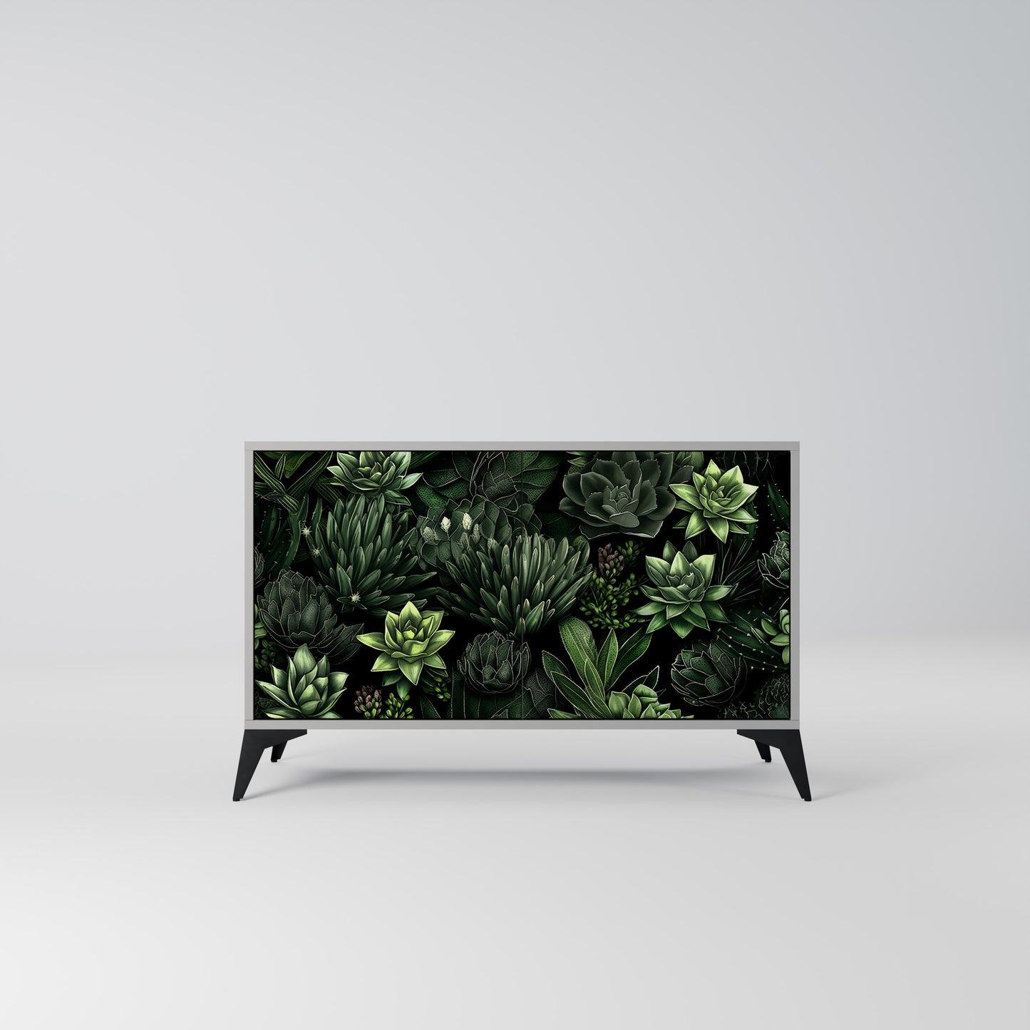 SUCCULENT JUNGLE 2-dörrars skänk i grå finish