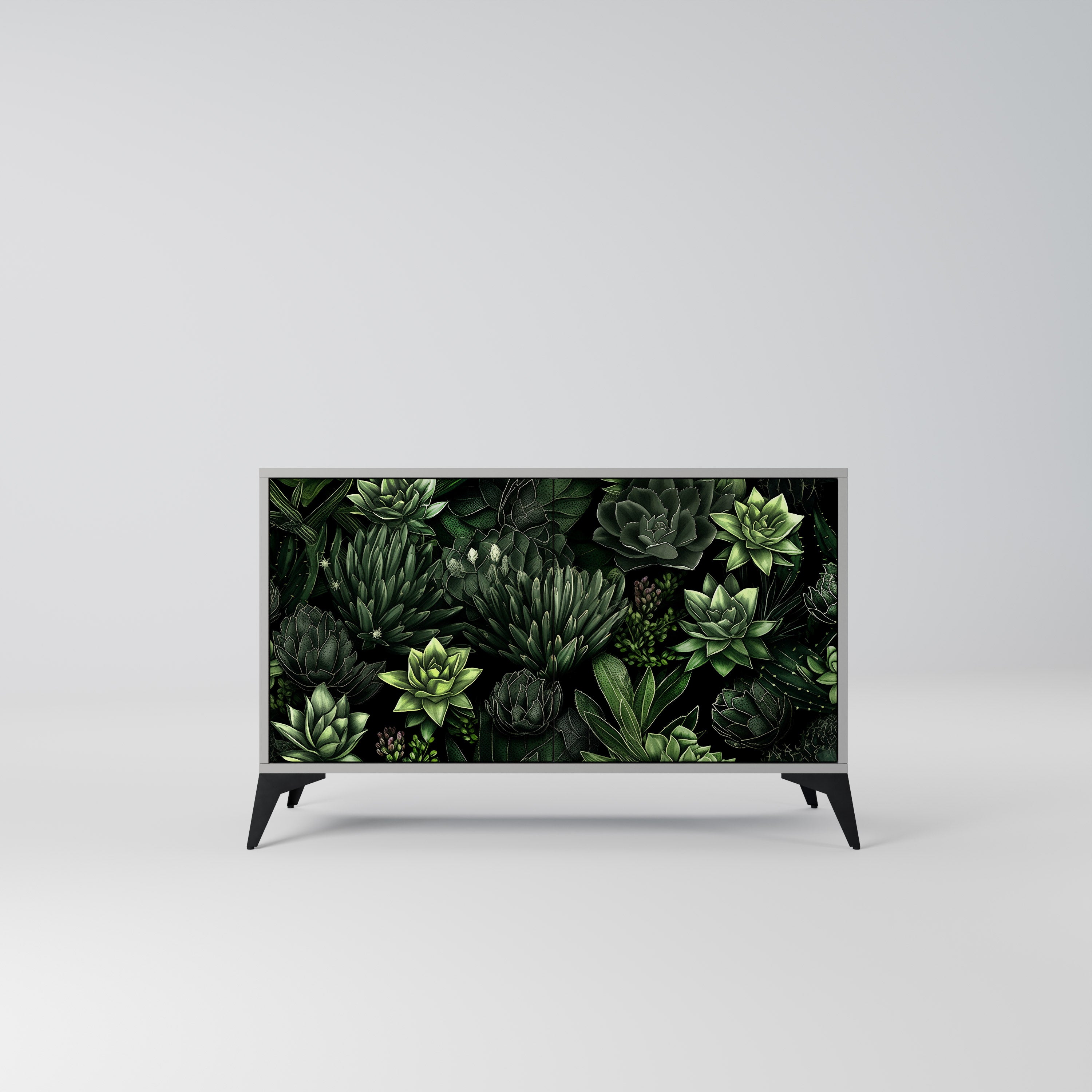 SUCCULENT JUNGLE 2-Door Sideboard in Grey Finish