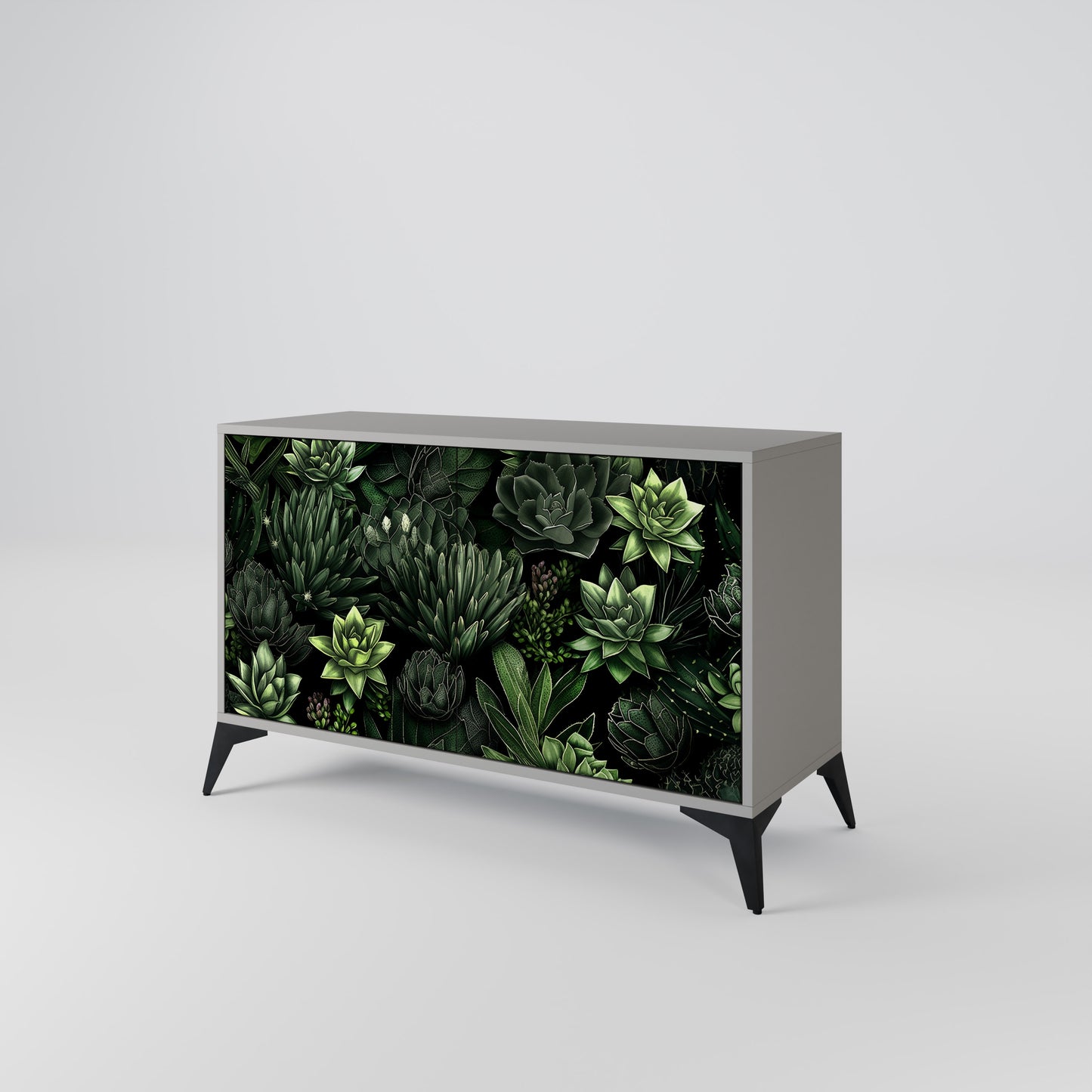 SUCCULENT JUNGLE 2-dörrars skänk i grå finish