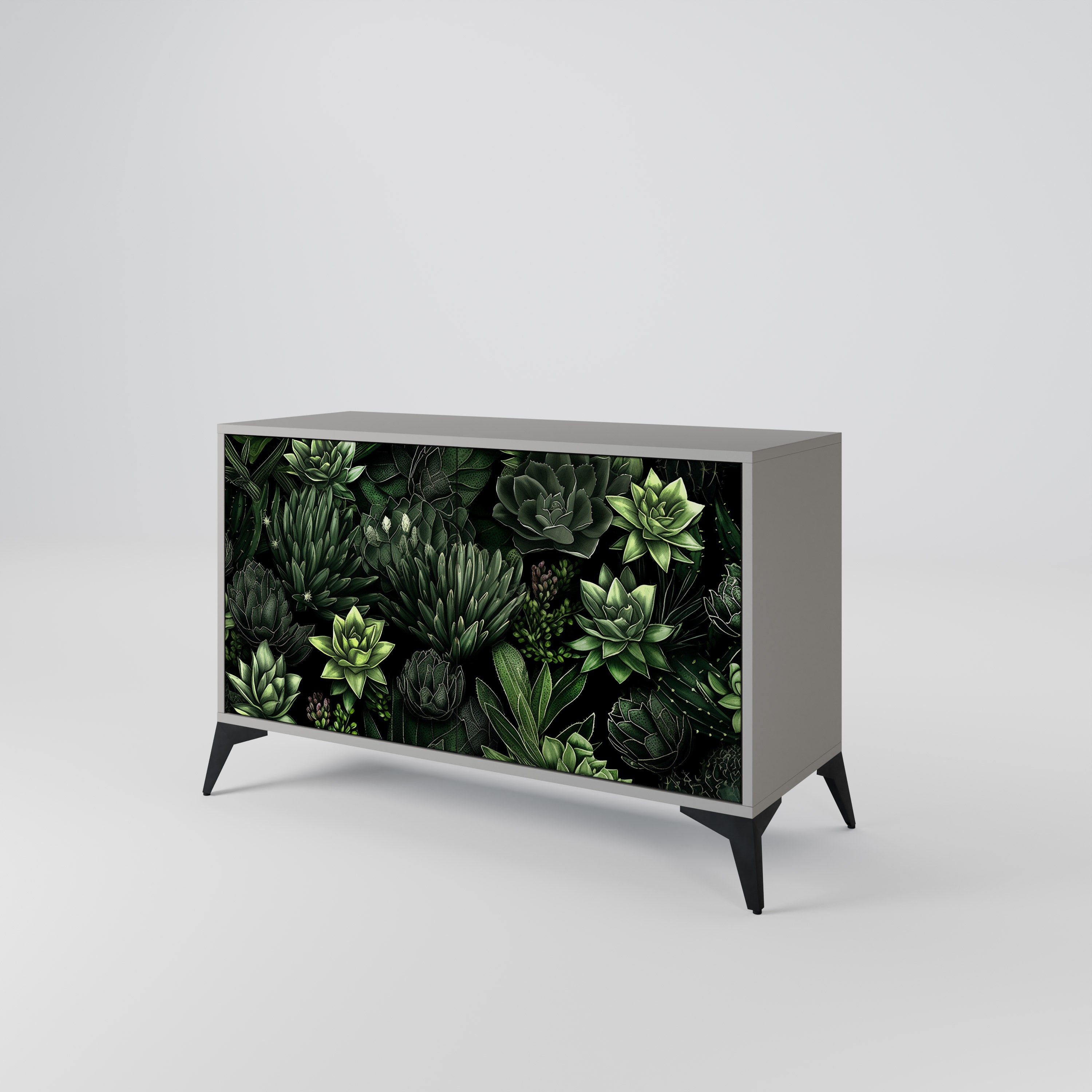 SUCCULENT JUNGLE 2-Door Sideboard in Grey Finish