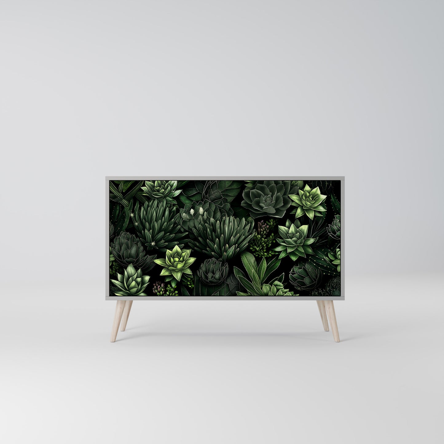 SUCCULENT JUNGLE 2-dörrars skänk i grå finish