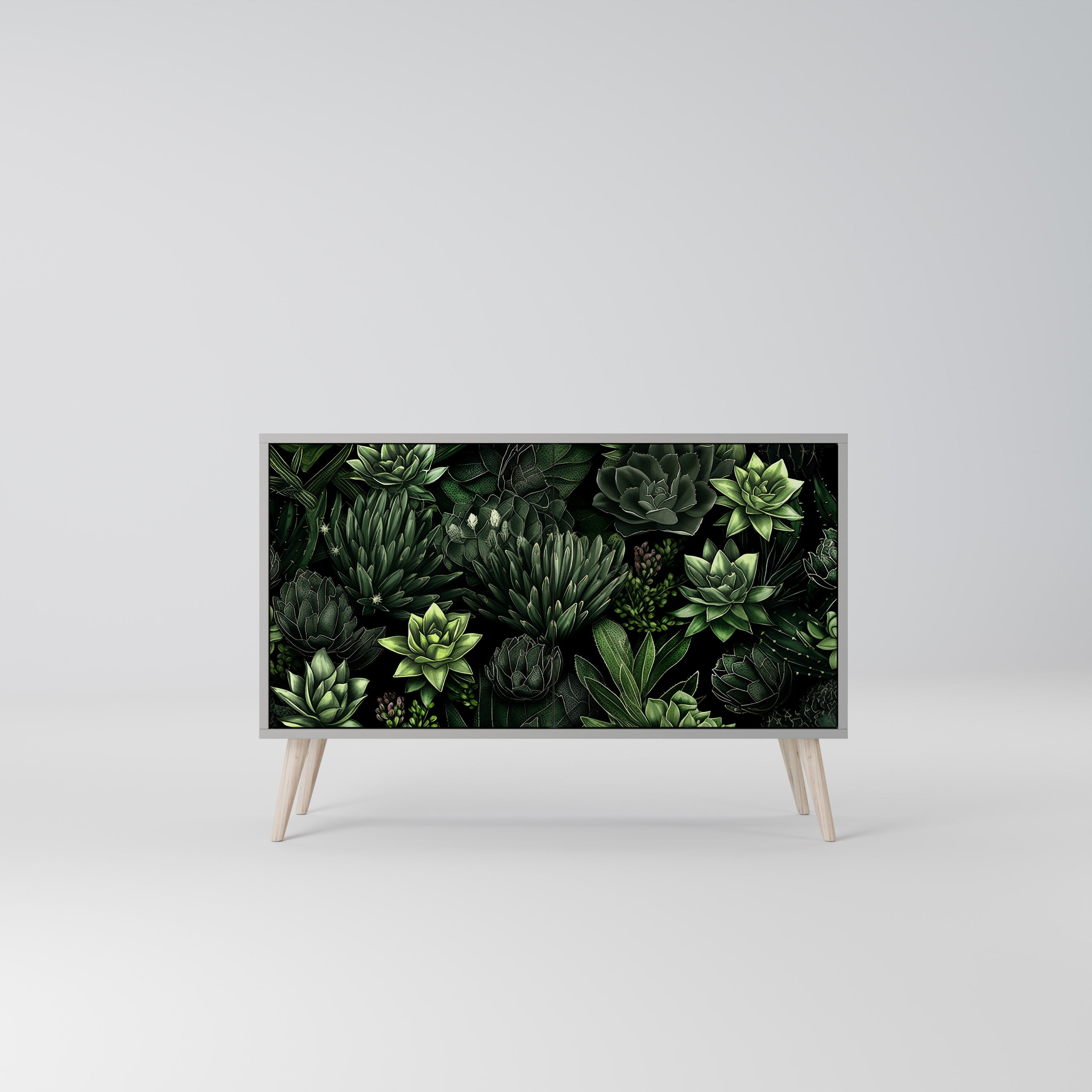 SUCCULENT JUNGLE 2-Door Sideboard in Grey Finish