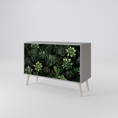 SUCCULENT JUNGLE 2-dörrars skänk i grå finish