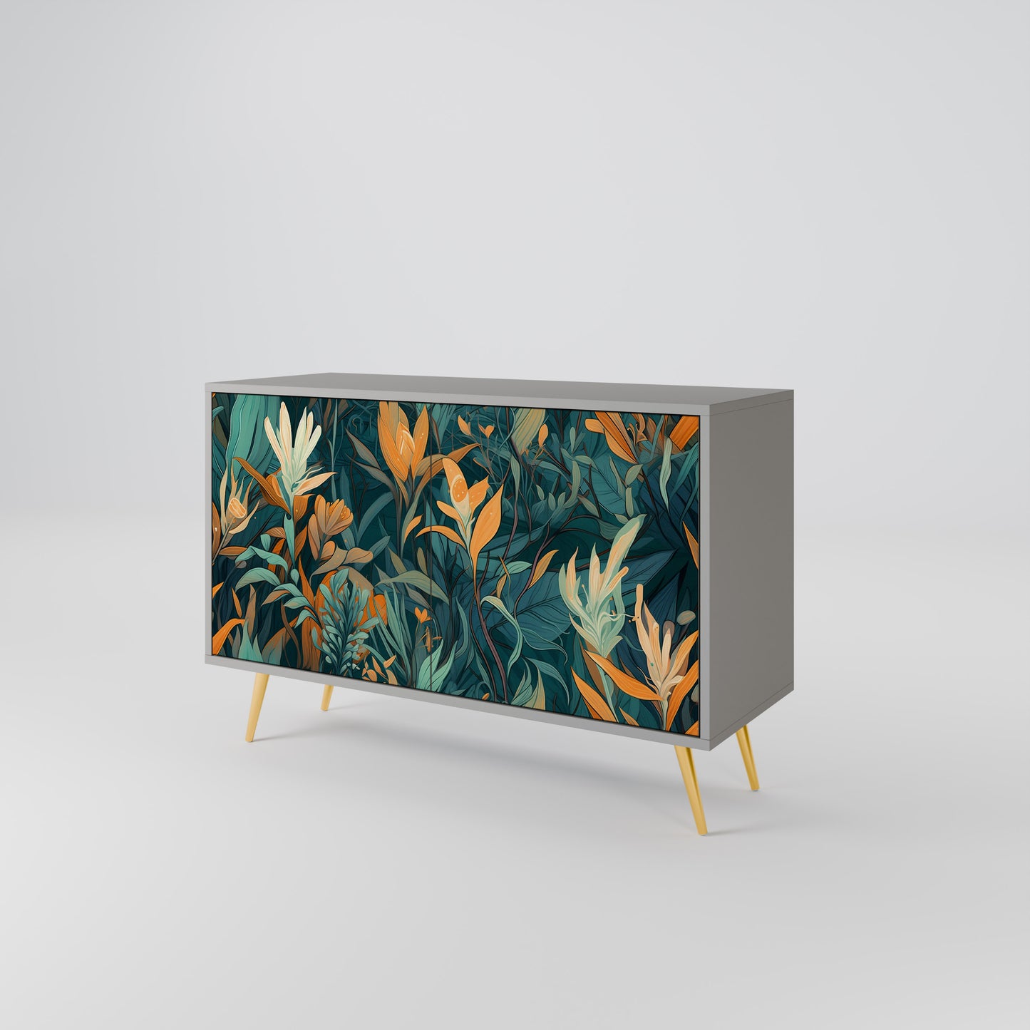 FLORAL SERENITY 2-dörrars skänk i grå finish