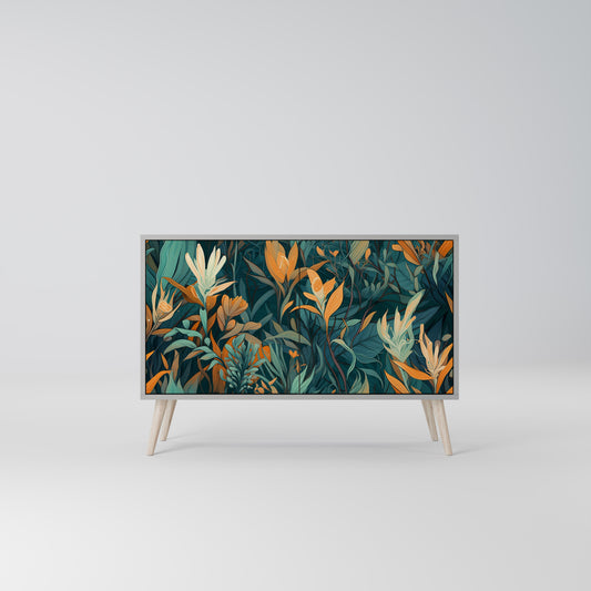 FLORAL SERENITY 2-Door Sideboard in Grey Finish