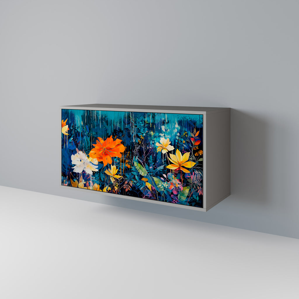 MIDNIGHT BLOSSOM 2-Door Sideboard in Grey Finish