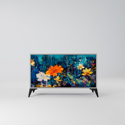 MIDNIGHT BLOSSOM 2-Door Sideboard in Grey Finish