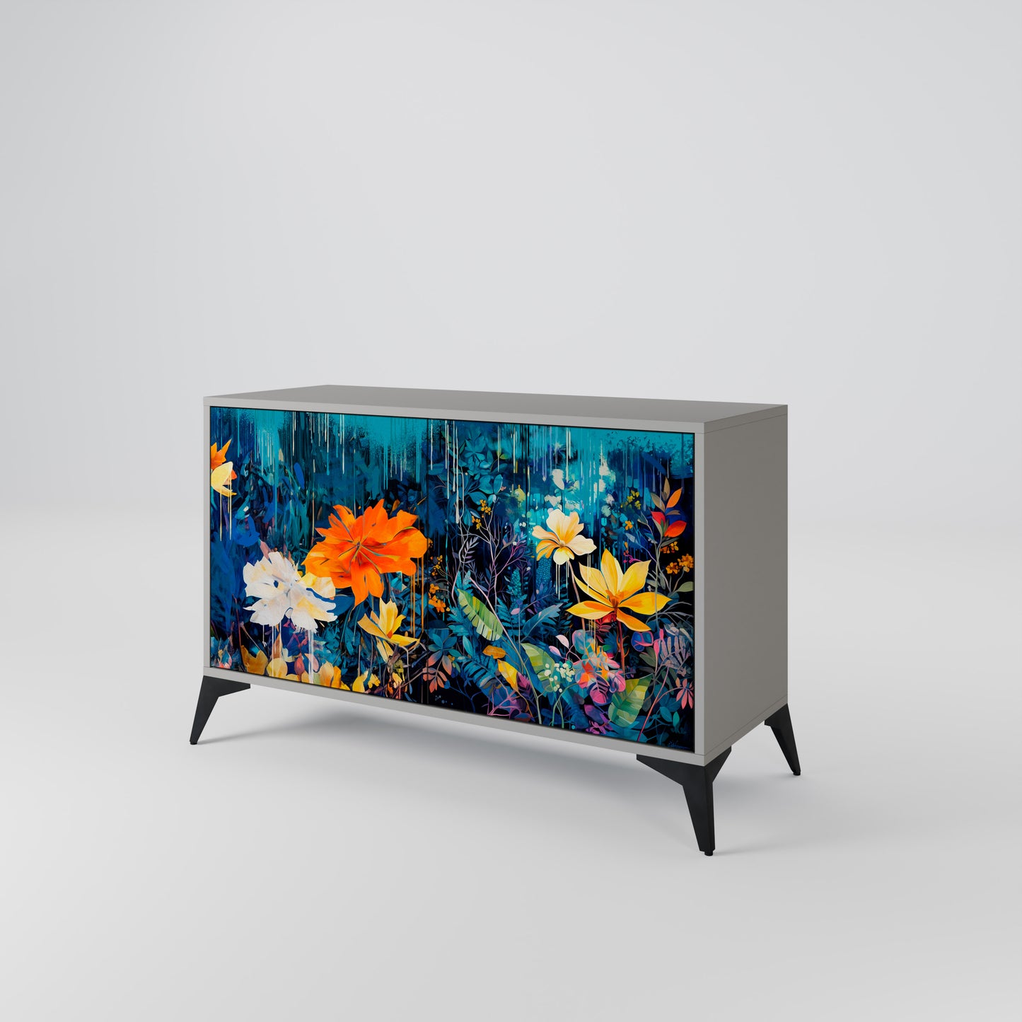 MIDNIGHT BLOSSOM 2-Door Sideboard in Grey Finish