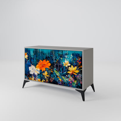 MIDNIGHT BLOSSOM 2-Door Sideboard in Grey Finish