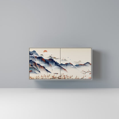 JAPANESE LANDSCAPE 2-Door Sideboard in Grey Finish