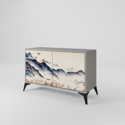 JAPANESE LANDSCAPE 2-Door Sideboard in Grey Finish