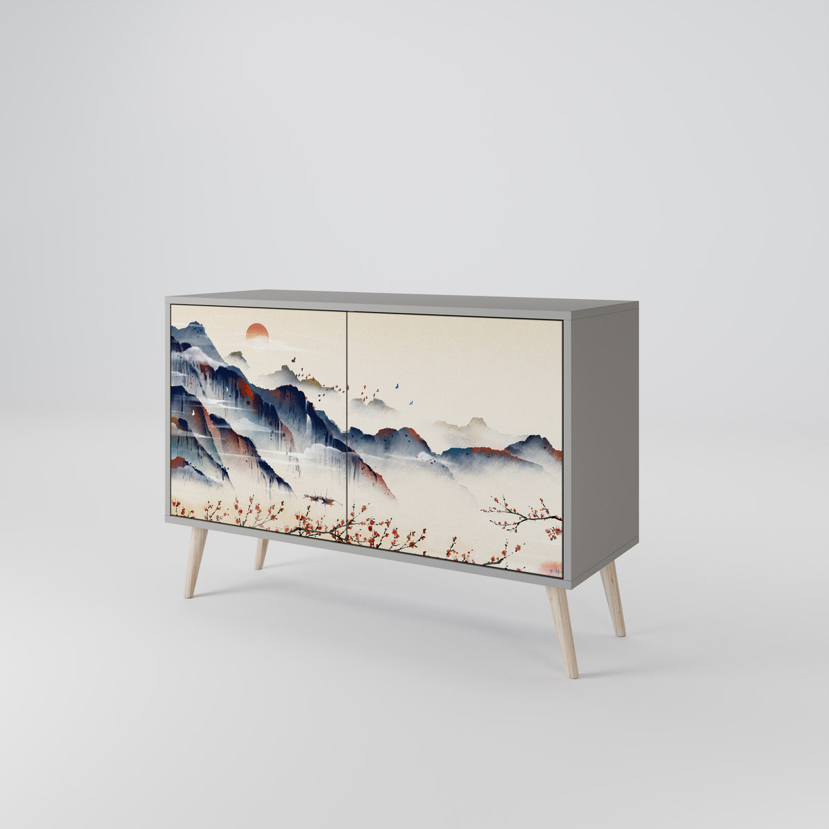 JAPANESE LANDSCAPE Skänk med två dörrar