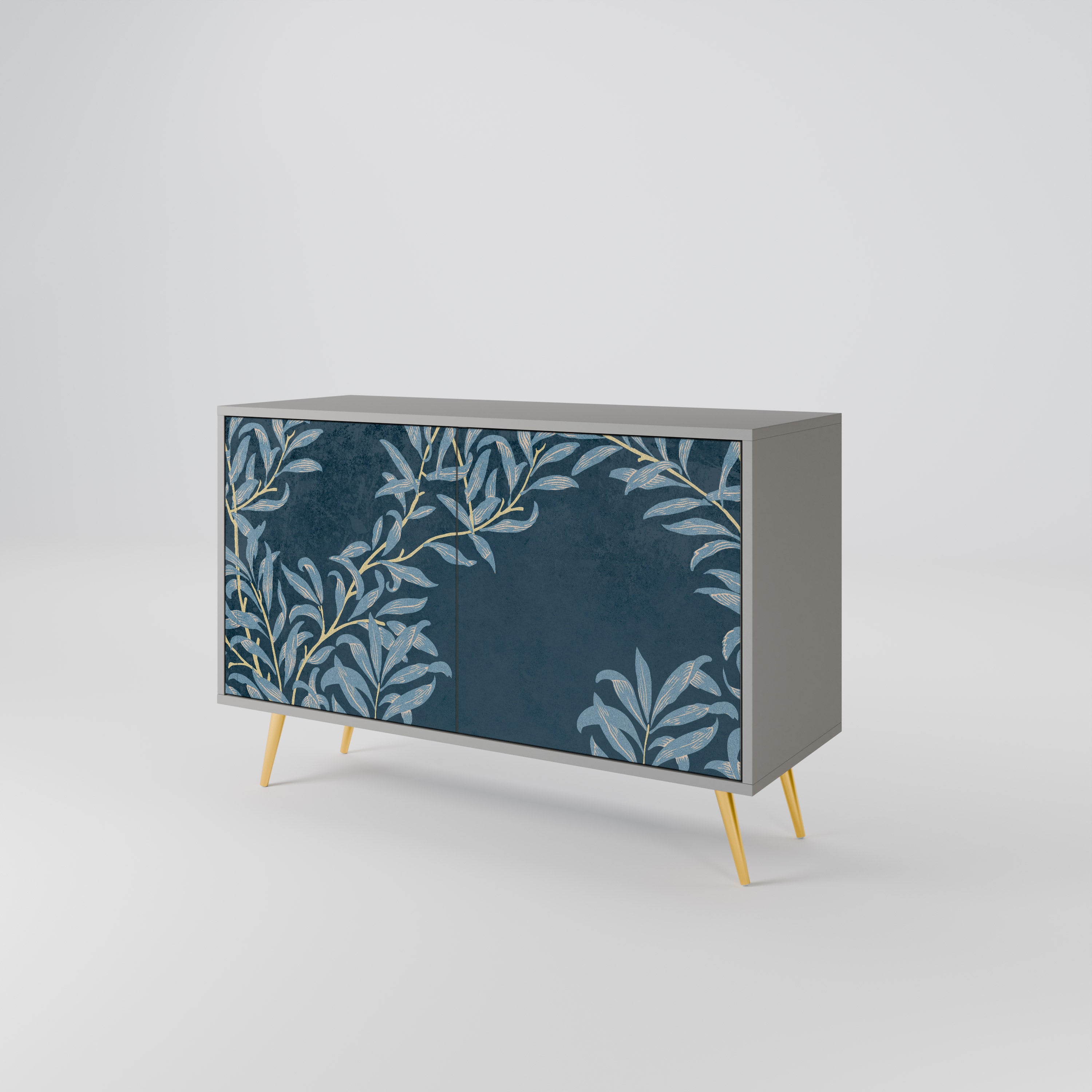 BLUE LEAVES 2-Door Sideboard in Grey Finish