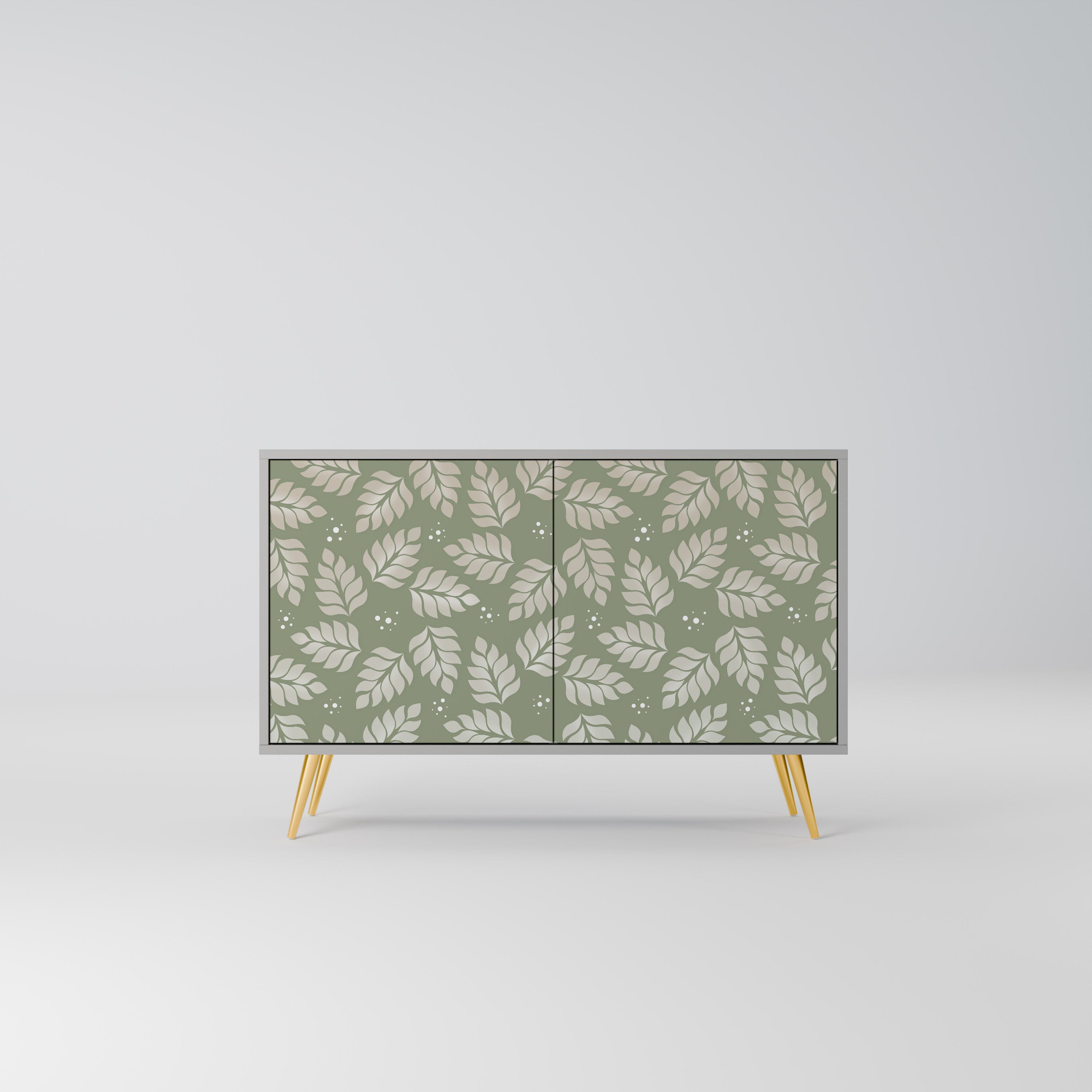 LEAVES ON GREEN 2-Door Sideboard in Grey Finish