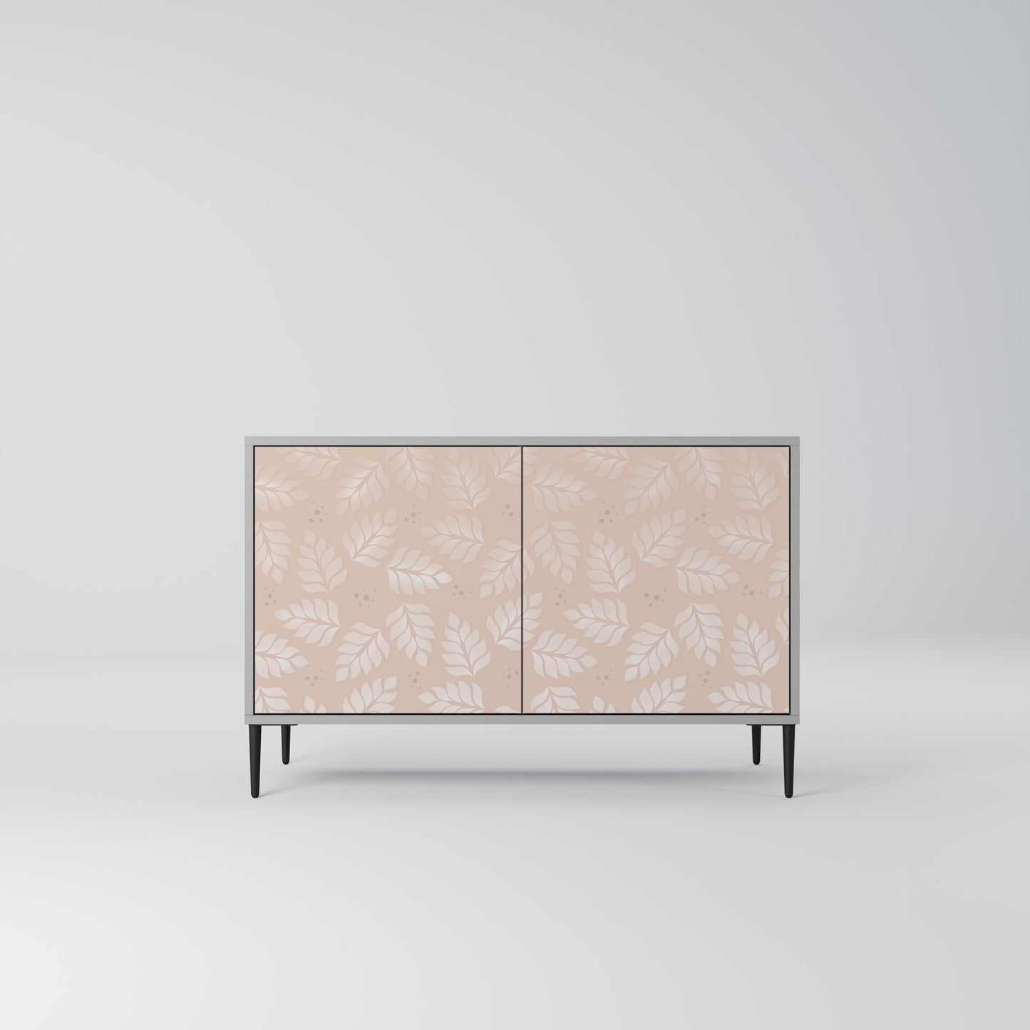 LÖV PÅ BEIGE 2-dörrars skänk i grå finish