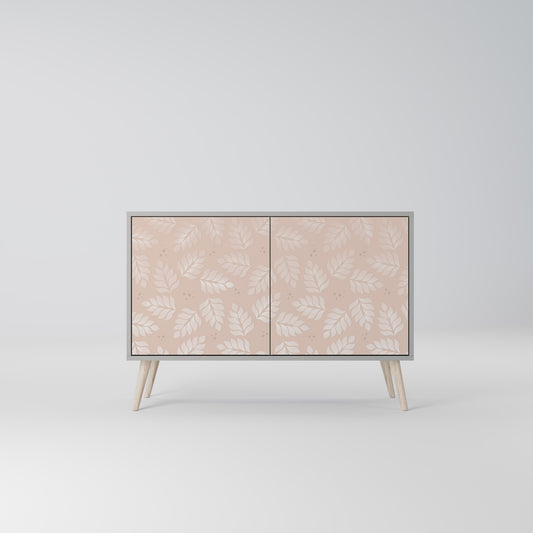 LÖV PÅ BEIGE 2-dörrars skänk i grå finish
