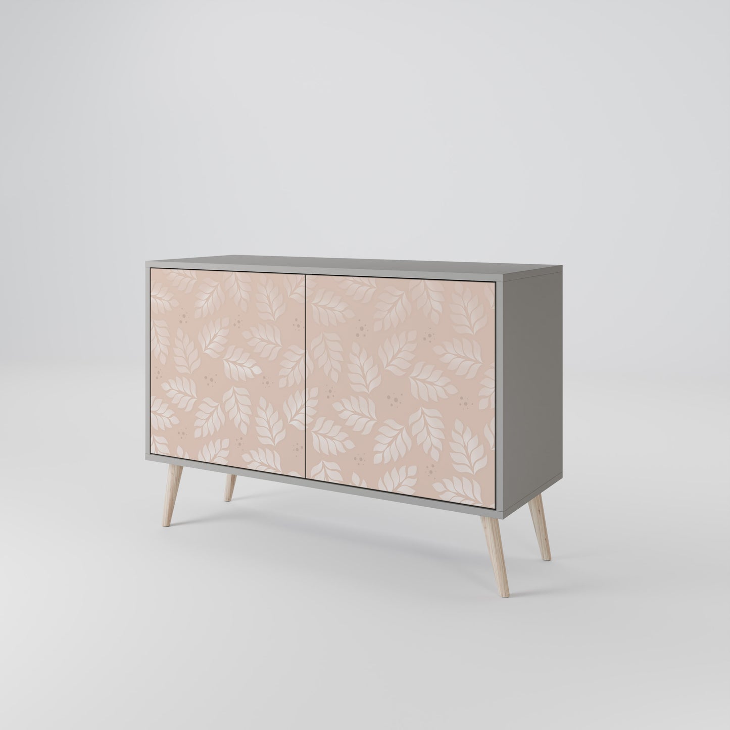 LÖV PÅ BEIGE 2-dörrars skänk i grå finish