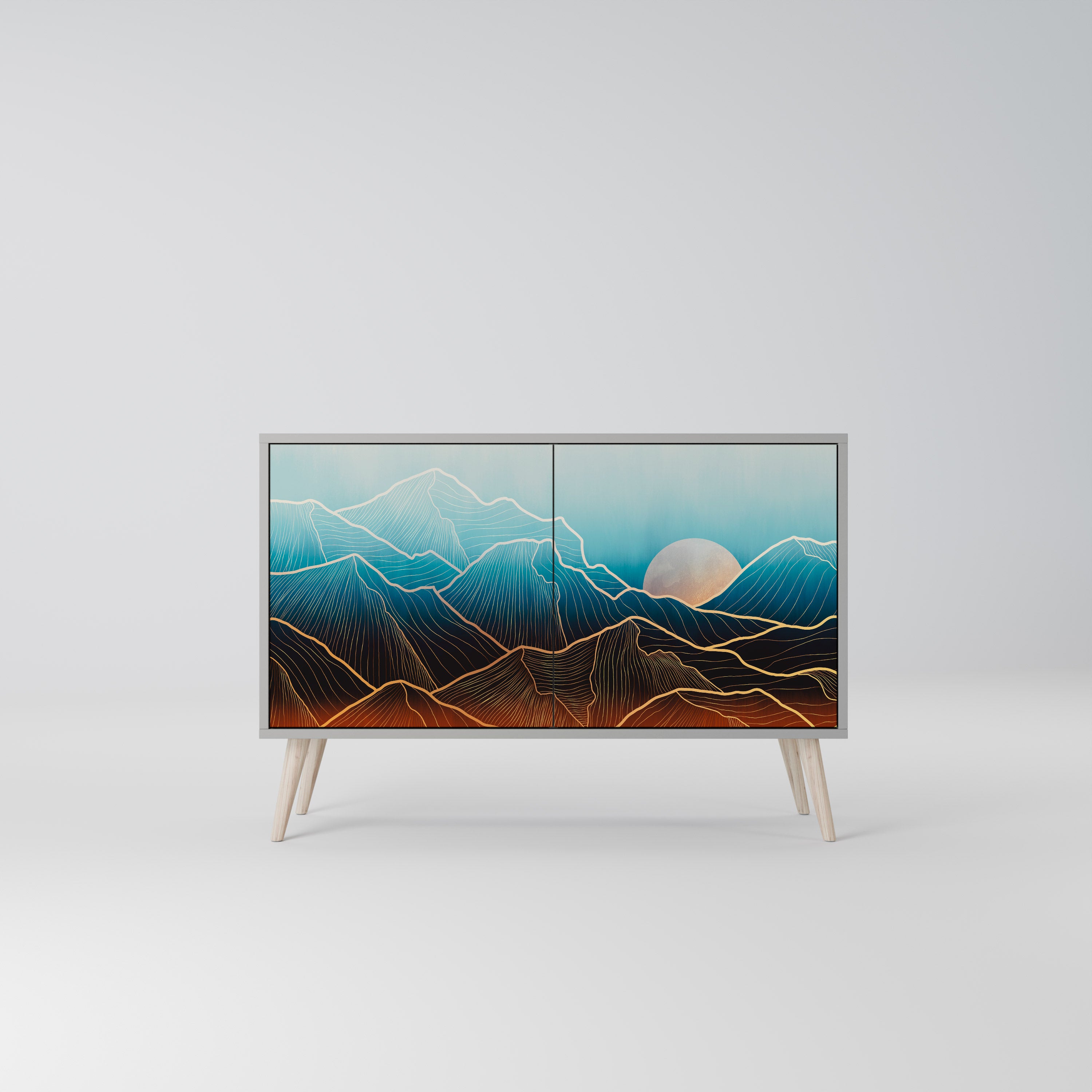 LUNAR SECRETS 2-Door Sideboard in Grey Finish