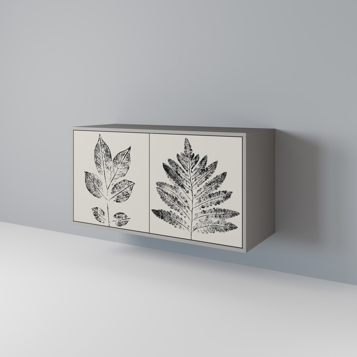 LEAFY STAMPS 2-dörrars skänk i grå finish
