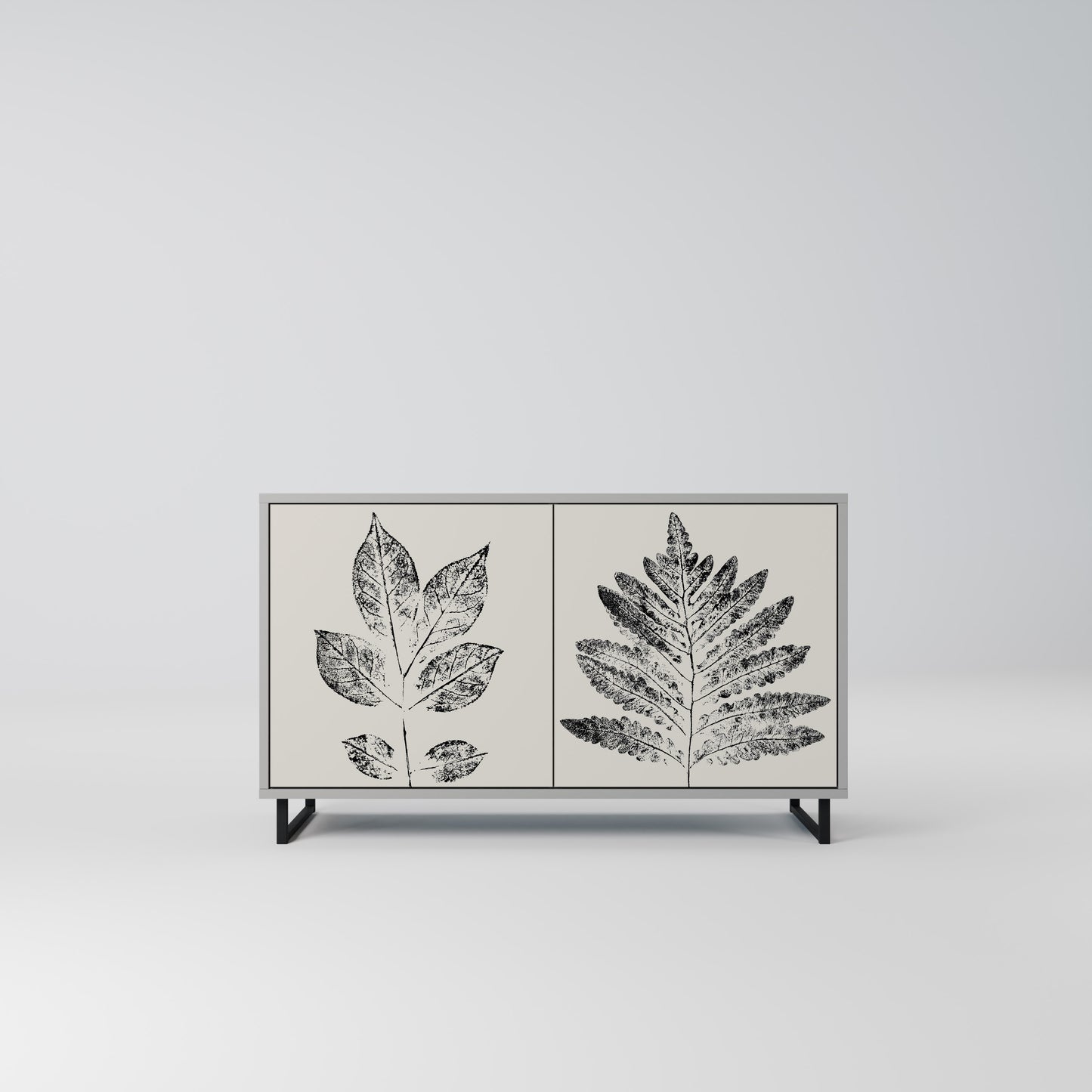 LEAFY STAMPS 2-dörrars skänk i grå finish